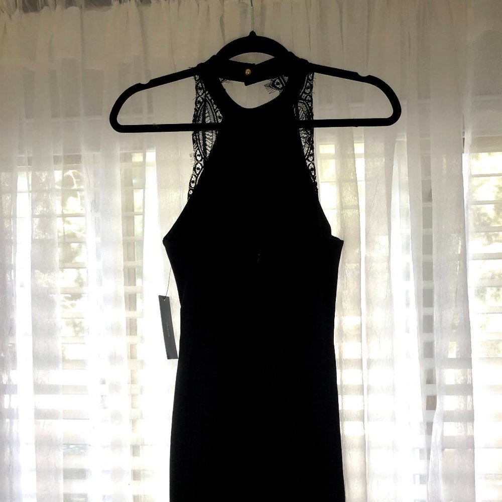 New with Tags! LuLus Black Lace Halter Mini Dress